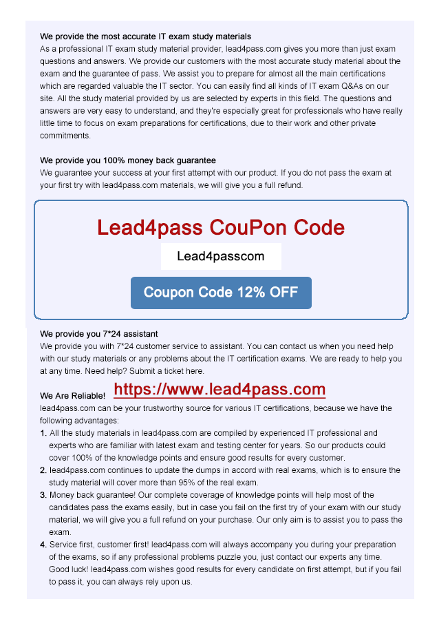 lead4pass 300-180 coupon